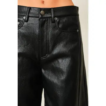 Soft Vegan Leather Barrel Pants by Aaron & Amber