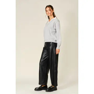 Soft Vegan Leather Barrel Pants by Aaron & Amber