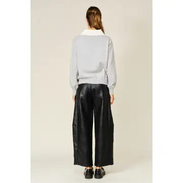 Soft Vegan Leather Barrel Pants by Aaron & Amber