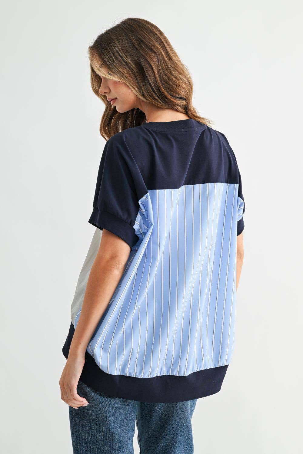 Joy Mixed Media Short Sleeve Top