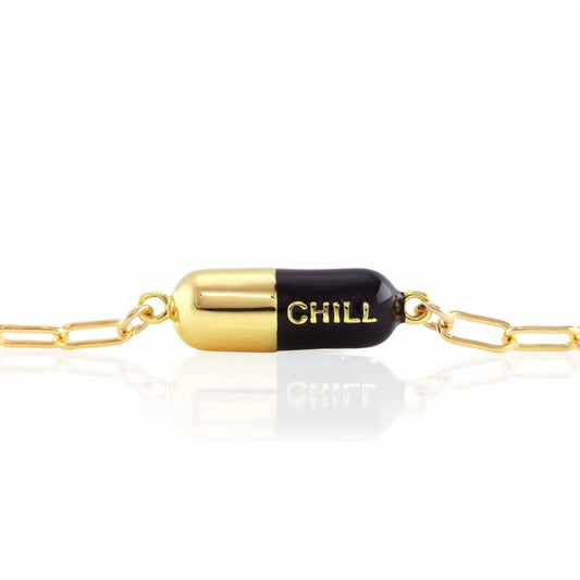 Black Chill Pill Charm Bracelet
