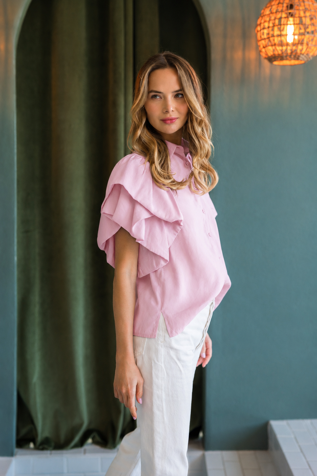 Wrynn Woven Ruffled Top