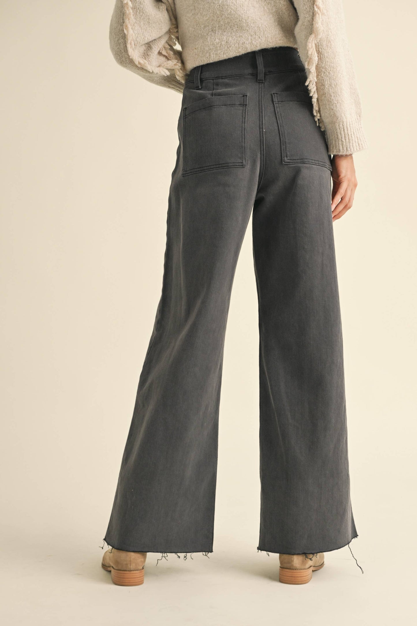 Lace-Up Front Detail Denim Pants