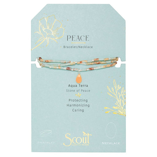 Scout Teardrop Stone Wrap ~ Aqua Terra/Sunstone/Silver ~ Peace