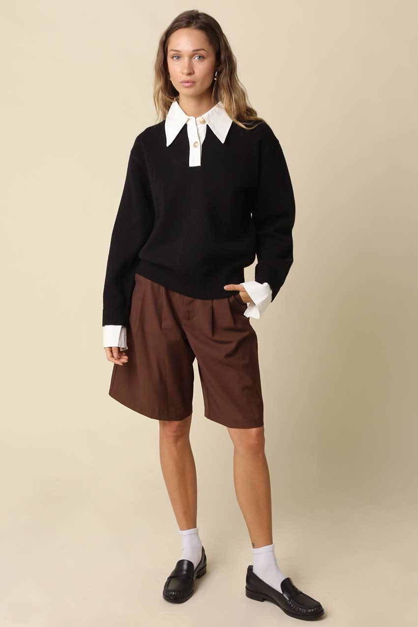 Alina Rugby Collar Knit Sweater