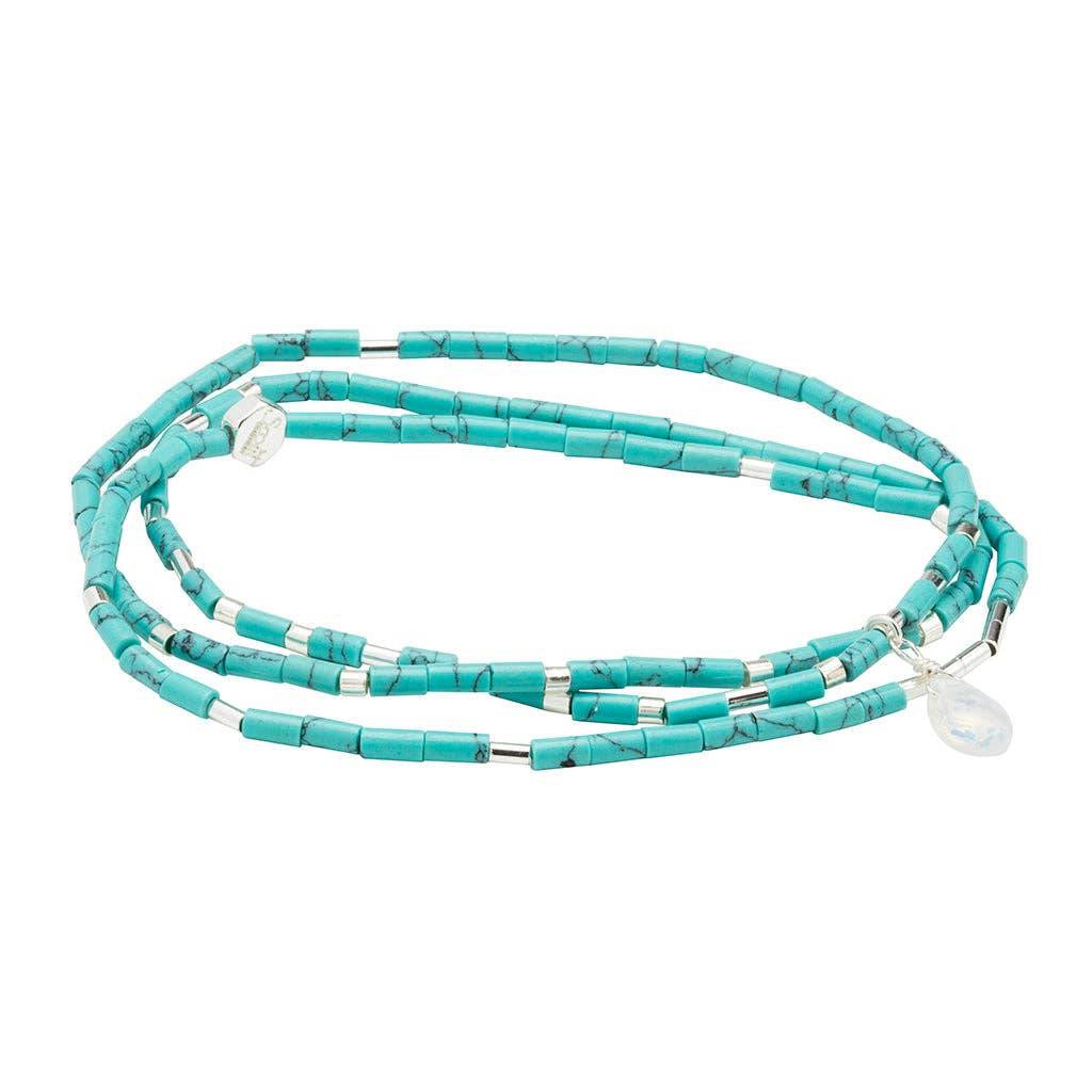 Scout Teardrop Stone Wrap ~ Turquoise/Opalite/Silver ~ Calm