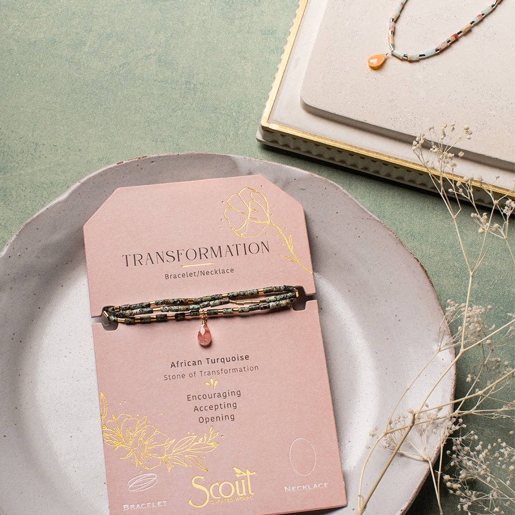 Scout Teardrop Stone Wrap ~ Aqua Terra/Sunstone/Silver ~ Peace