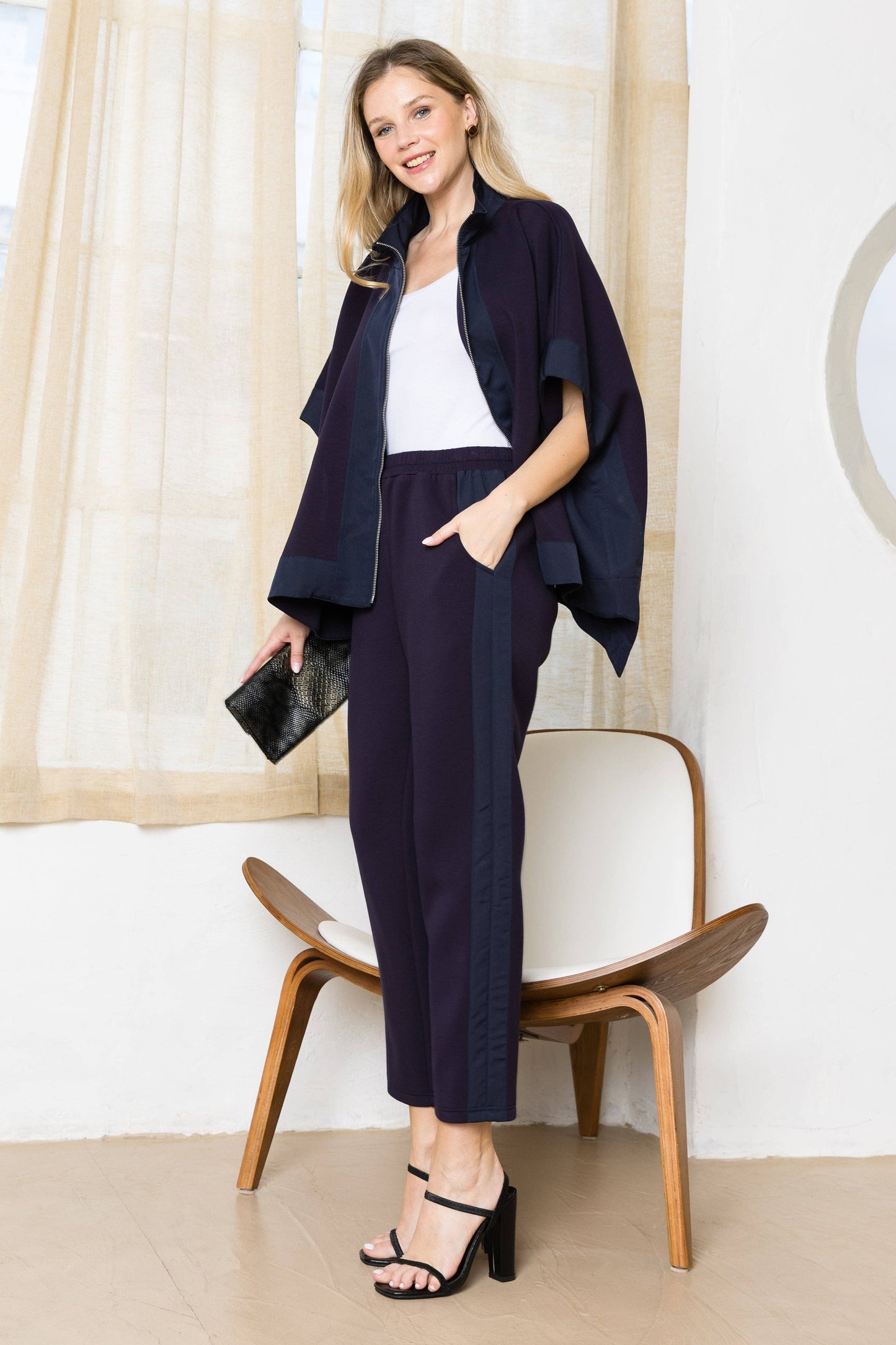 Felecia Stretch French Scuba Poncho Jacket