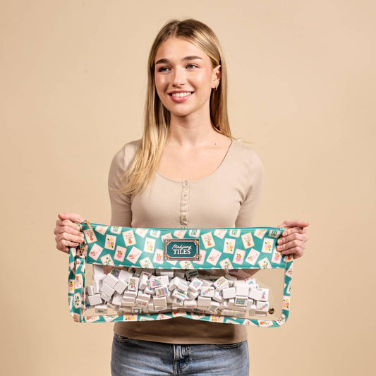 Mahjong Tile Keeper Pouch–It's Mahj Time Teal