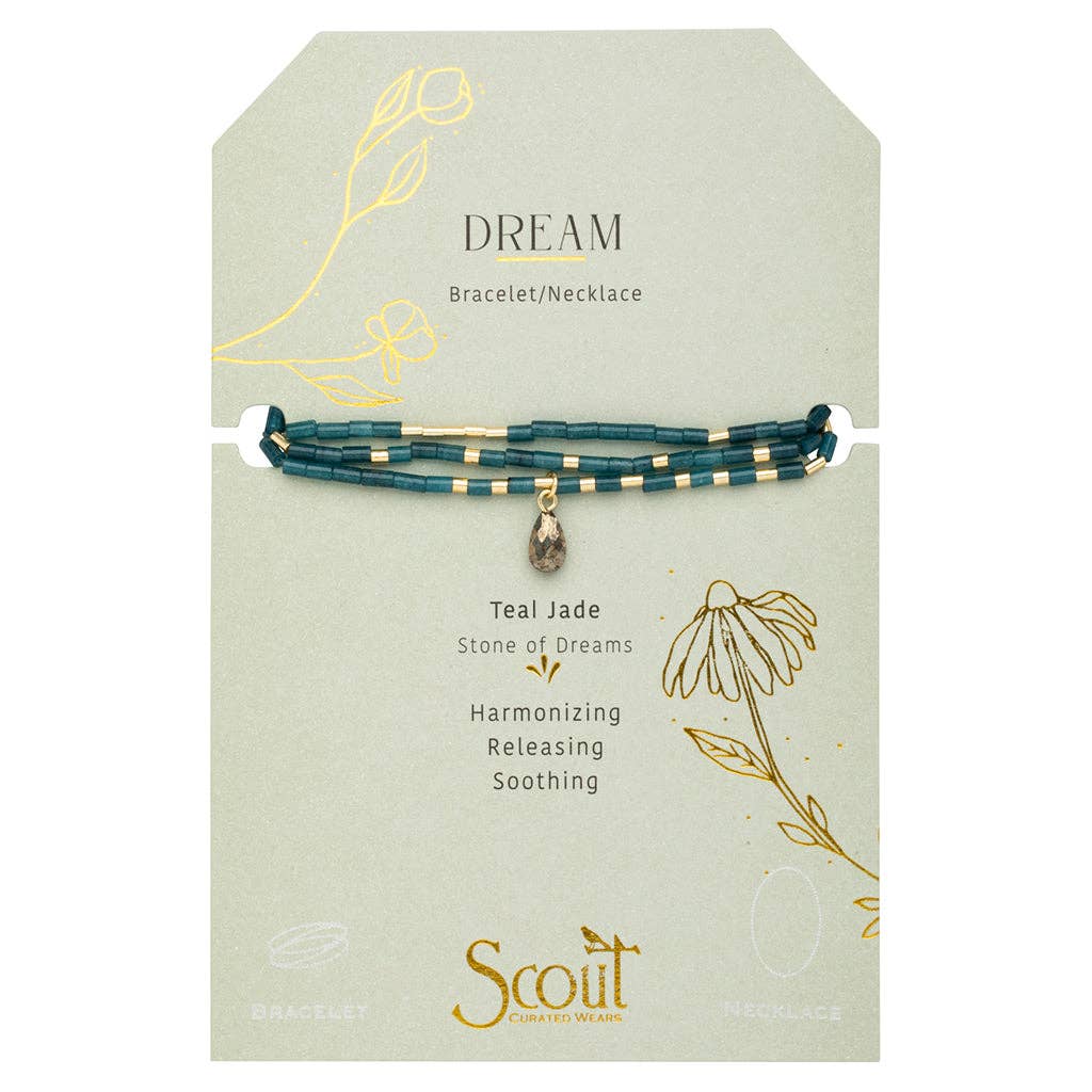 Scout Teardrop Stone Wrap ~ Teal Jade/Pyrite/Gold ~ Dream
