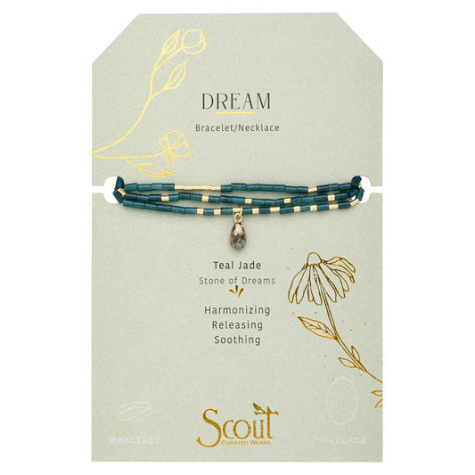 Scout Teardrop Stone Wrap ~ Teal Jade/Pyrite/Gold ~ Dream