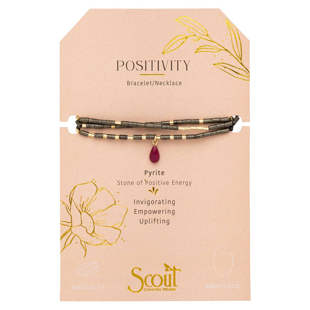 Scout Teardrop Stone Wrap ~ Pyrite/Fuchsia/Gold ~ Positivity