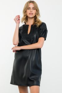 Short Sleeve Leather Dress