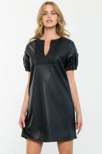 Short Sleeve Leather Dress