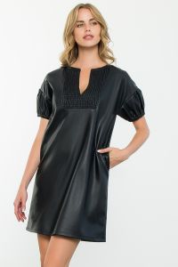 Short Sleeve Leather Dress