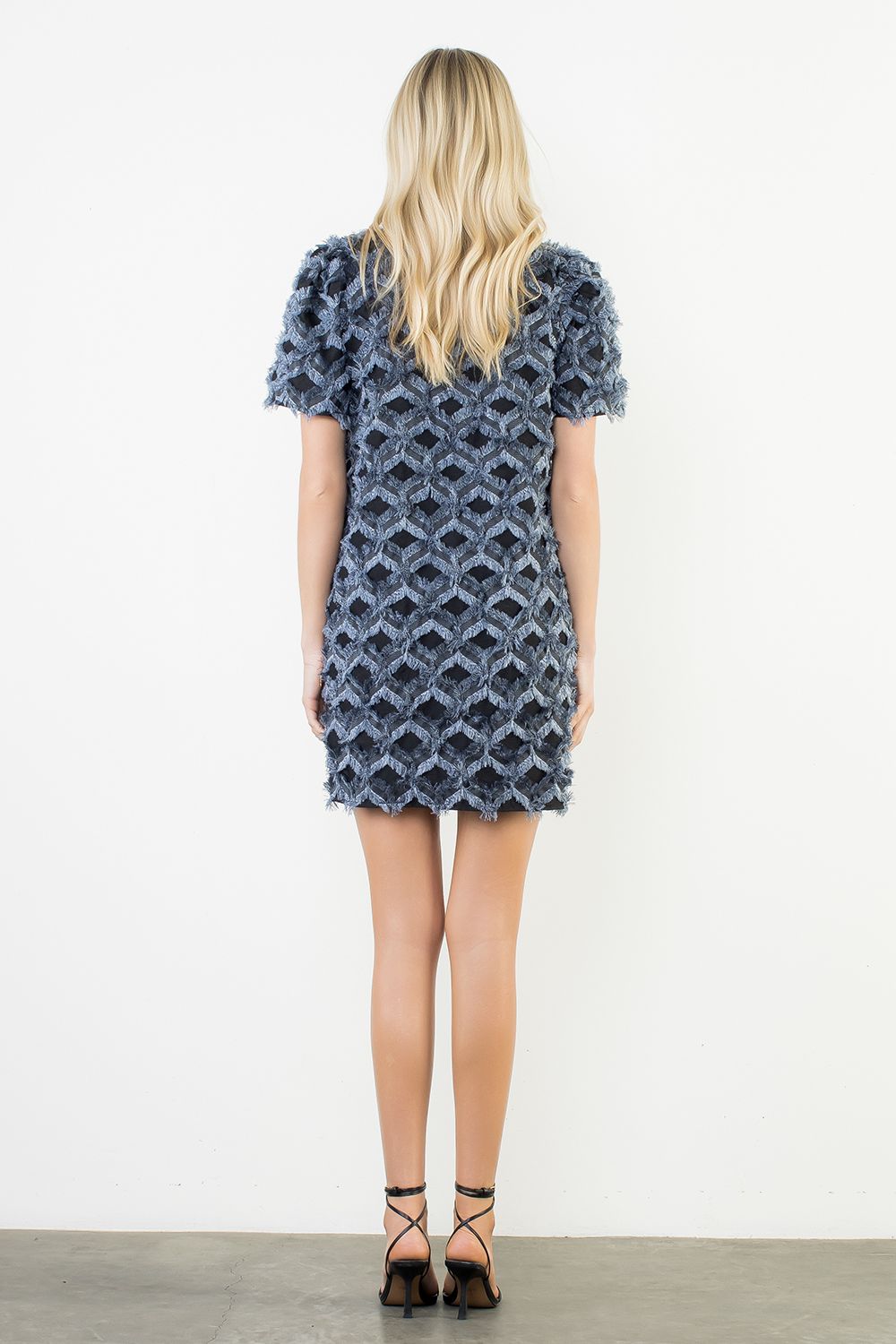 Short Sleeve Fringe Pattern Dress