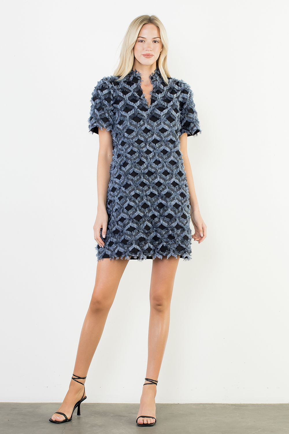 Short Sleeve Fringe Pattern Dress