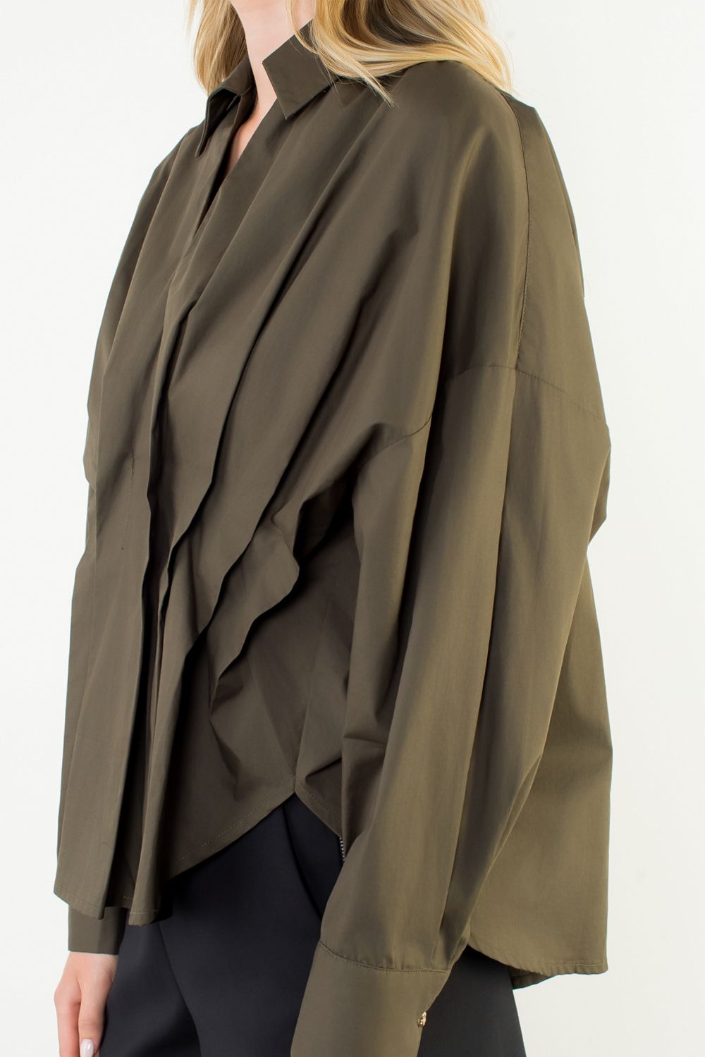 Collared Long Sleeve V-Neck Top